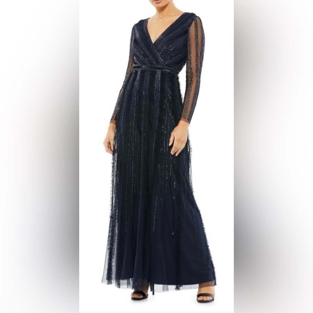 *Flawed Mac Duggal 9145 NWT Embellished Surplice A-Line Gown
